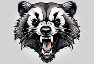 aggressive and killer face badger/wolverine with cute smile tattoo idea