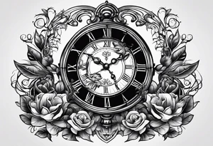 Cross anchor clock tattoo idea