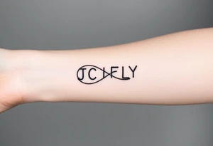 A small tattoo to go on my inner forearm with the letters JCIFLY in an infinity symbol shape and a bit abstract tattoo idea