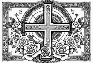 Forearm:Cross with roses and doves around it with proverbs 3:5 in side cross tattoo idea
