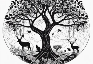 animals in trees tattoo idea