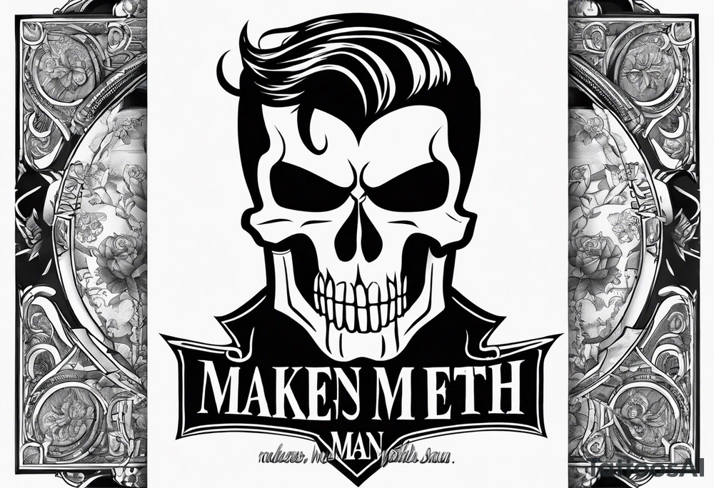 Manners Maketh Man text 
with Punisher skull tattoo idea