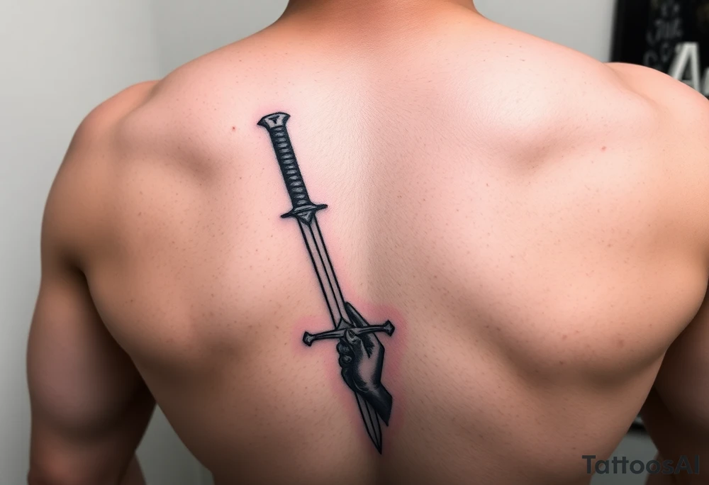 gladiator standing arena short sword in hand tattoo idea