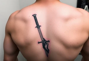 gladiator standing arena short sword in hand tattoo idea