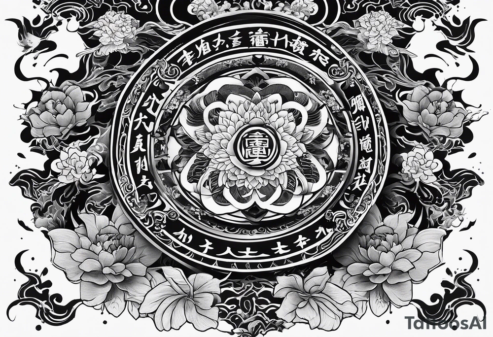 I want this japanese text but in cool art style 天下無双 tattoo idea