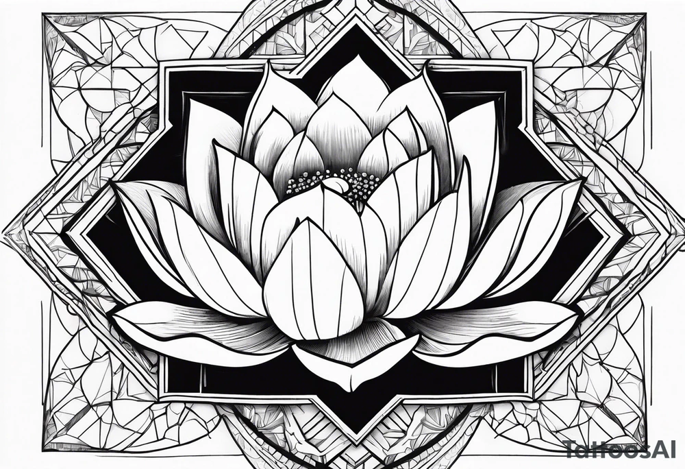 Lotus flower with geometric shapes tattoo idea