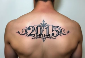 a powerful majestic set of ROMAN NUMERALS equalling the year 2015, with an elegant name of ELIJAH placed within the center of the roman numerals tattoo idea