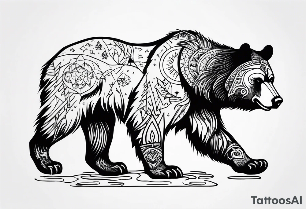 a russian wild bear with demonic signs tattoo idea