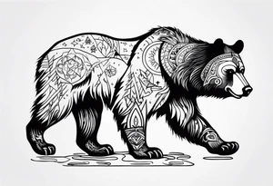 a russian wild bear with demonic signs tattoo idea