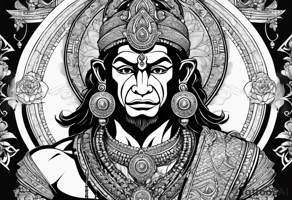 Lord hanuman and compass tattoo idea