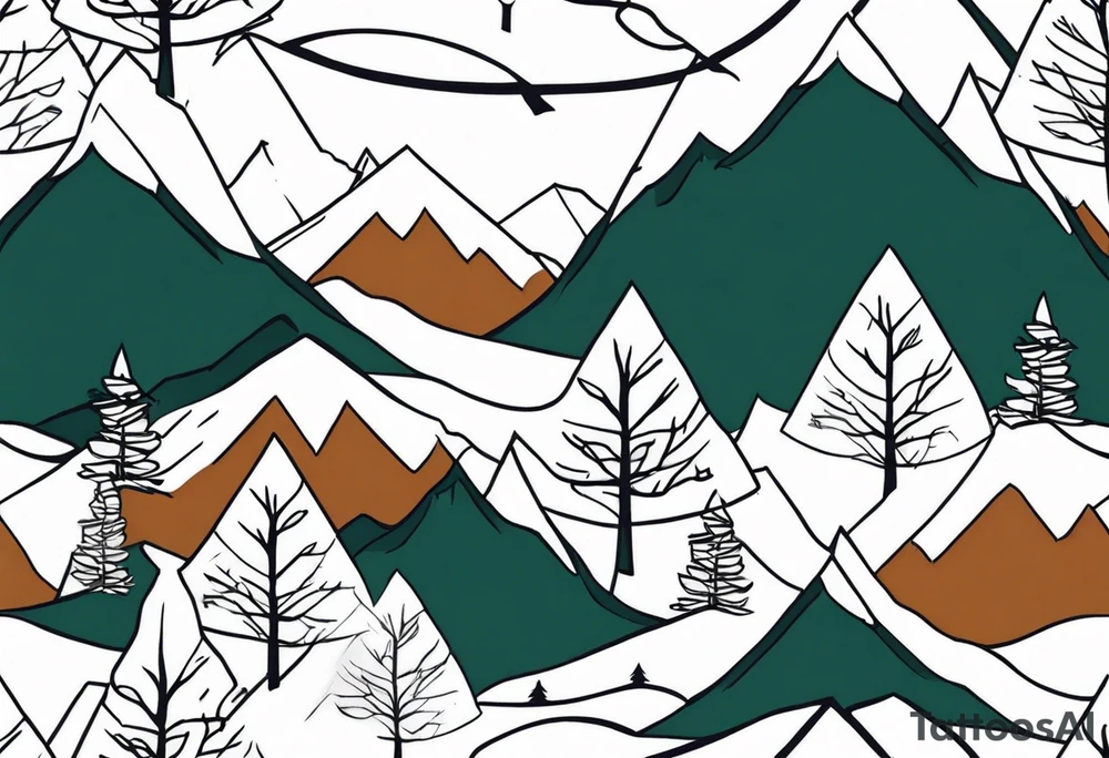 mountain and trees tattoo idea