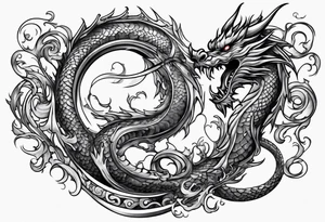 Old school dragon swirling tattoo idea