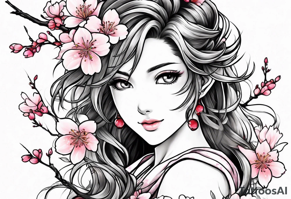 Cherry blossoms aerith Gainsborough tattoo idea