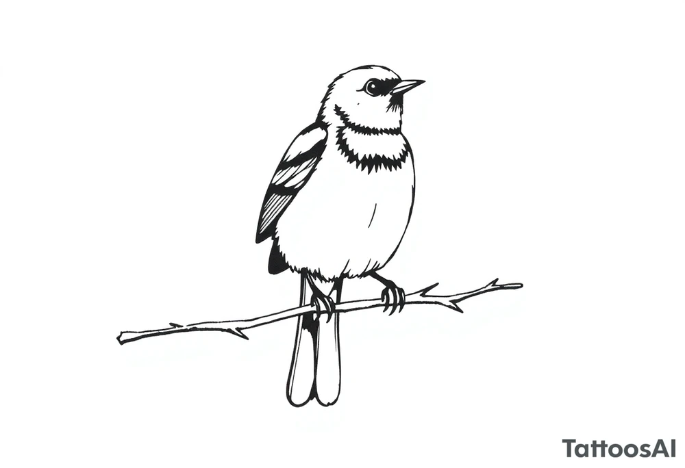 Male European Blackbird sitting on a branch tattoo idea tattoo idea