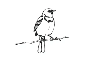 Male European Blackbird sitting on a branch tattoo idea tattoo idea