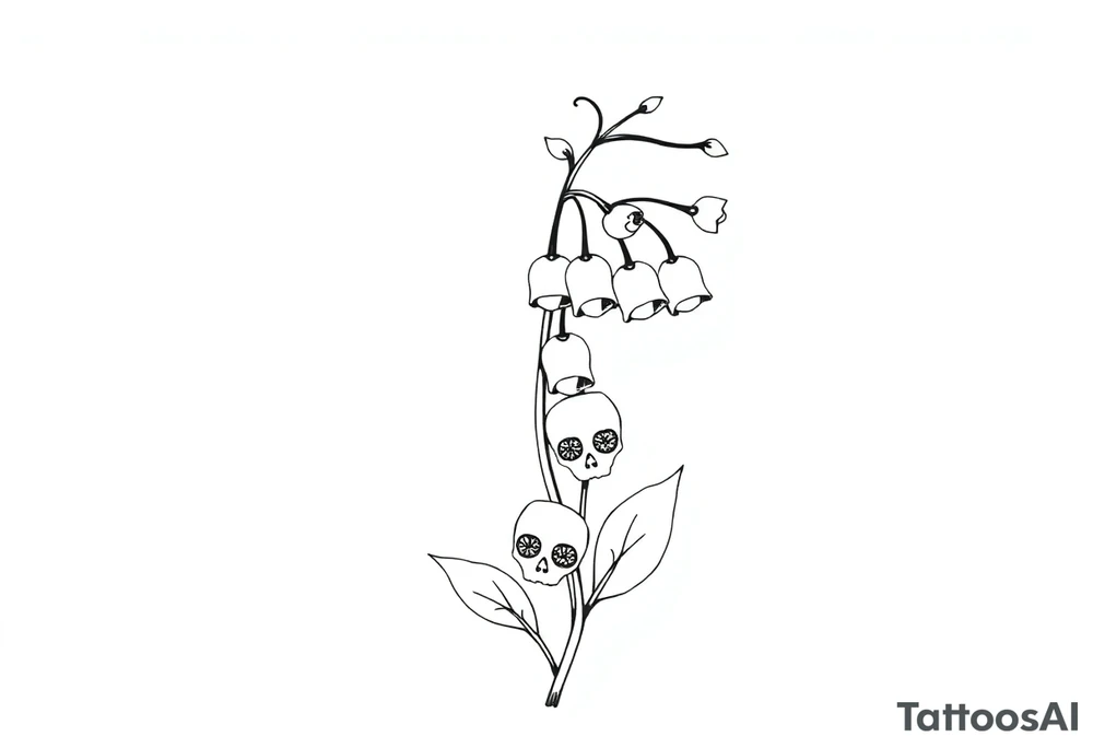 Lily of the valley tattoo vine with skulls in place of flower tattoo idea