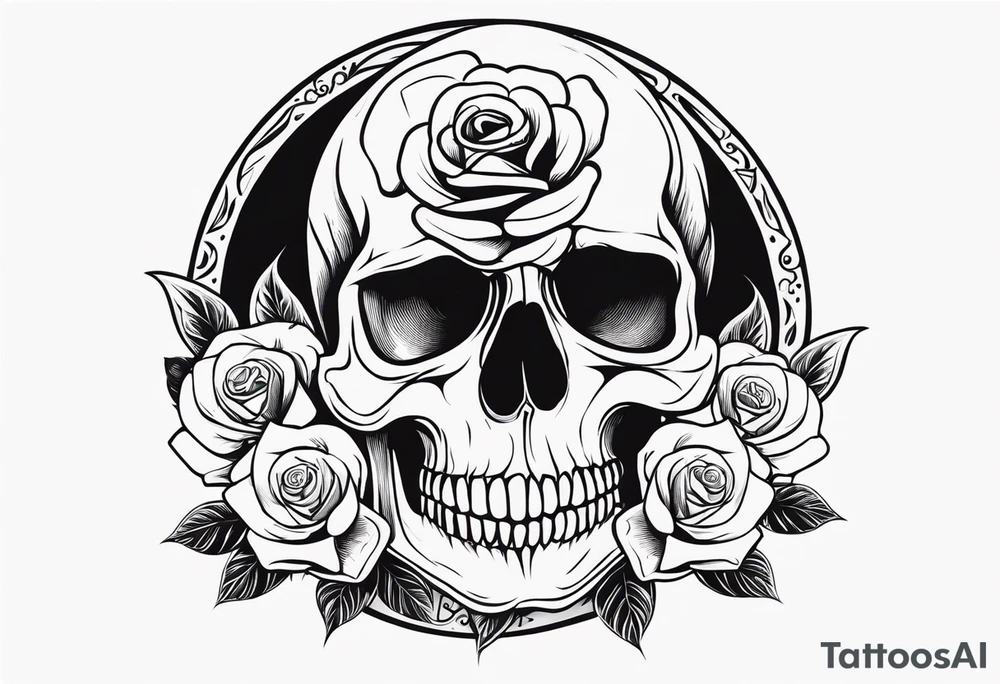 skull and roses tattoo idea