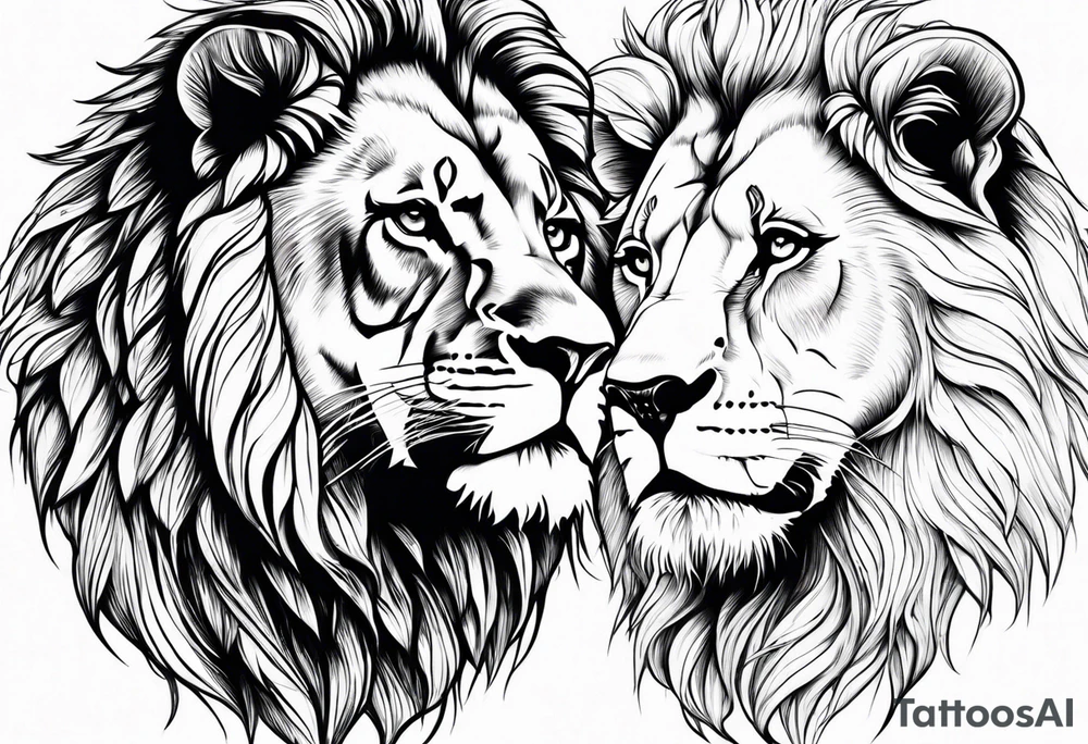 lion and lioness looking at each other tattoo idea