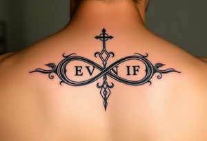 spiritual infinity symbol with EVEN IF tattoo idea
