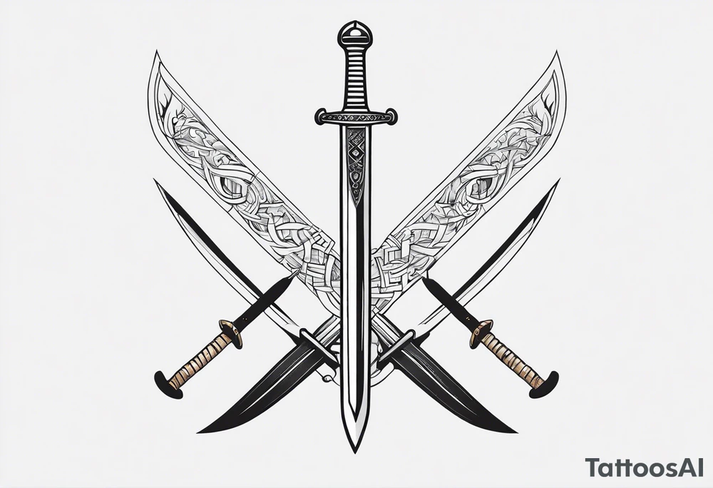 african, sword, chest tattoo, symmetrical, include neumann numerals, add shade tattoo idea