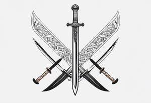 african, sword, chest tattoo, symmetrical, include neumann numerals, add shade tattoo idea