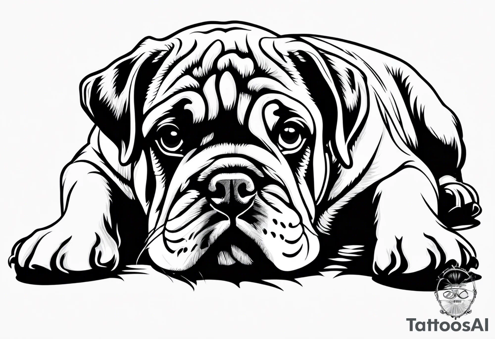 Cute puppy English bulldog tattoo idea