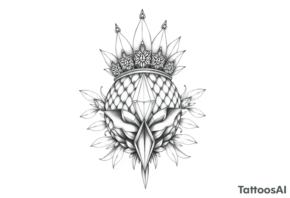 Bushy pineapple crown diamonds majestic vagina and anus tattoo idea