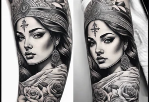 religious sleeve tattoo idea