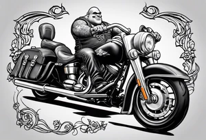 Shrek riding a Harley davidson tattoo idea