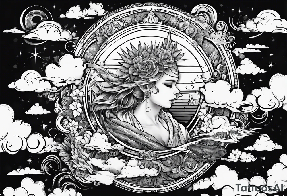 The FIrst Time blended in with some clouds tattoo idea