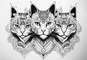 Cat with three heads tattoo idea