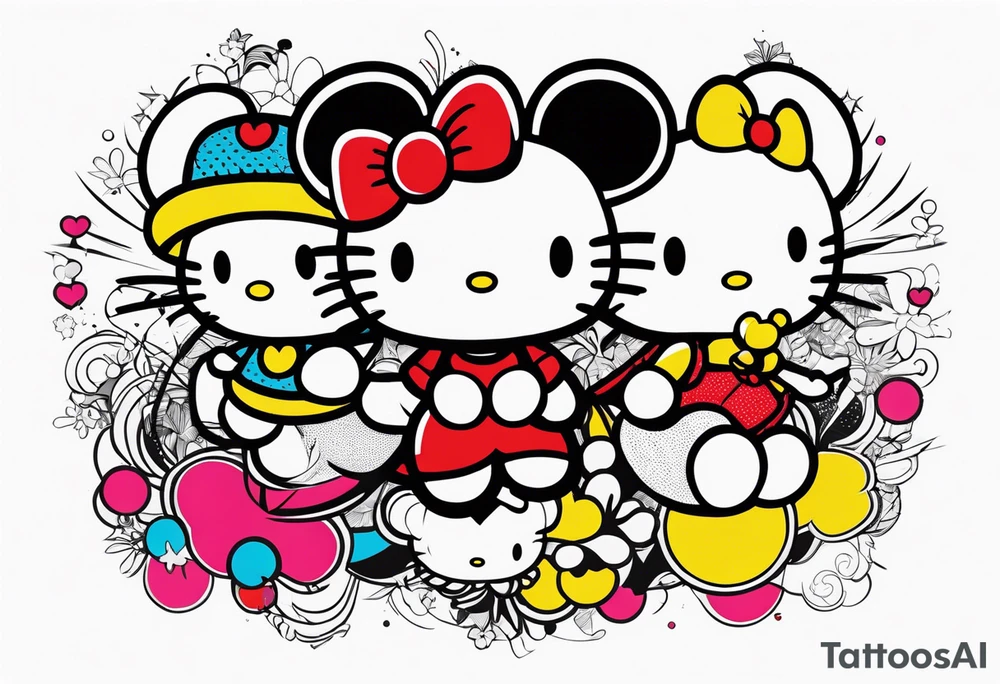 hello kitty with mickey mouse tattoo idea