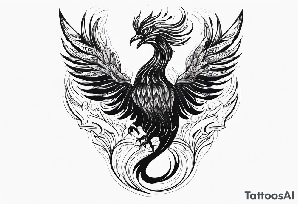 A Phoenix rising up as it's being stung by a scorpion tattoo idea