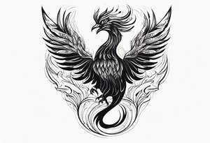 A Phoenix rising up as it's being stung by a scorpion tattoo idea