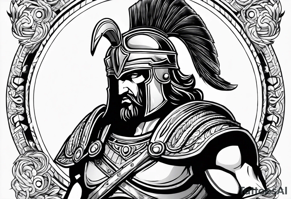 greek god ares wearing helmet tattoo idea