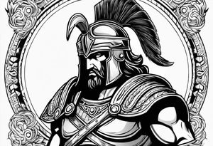 greek god ares wearing helmet tattoo idea