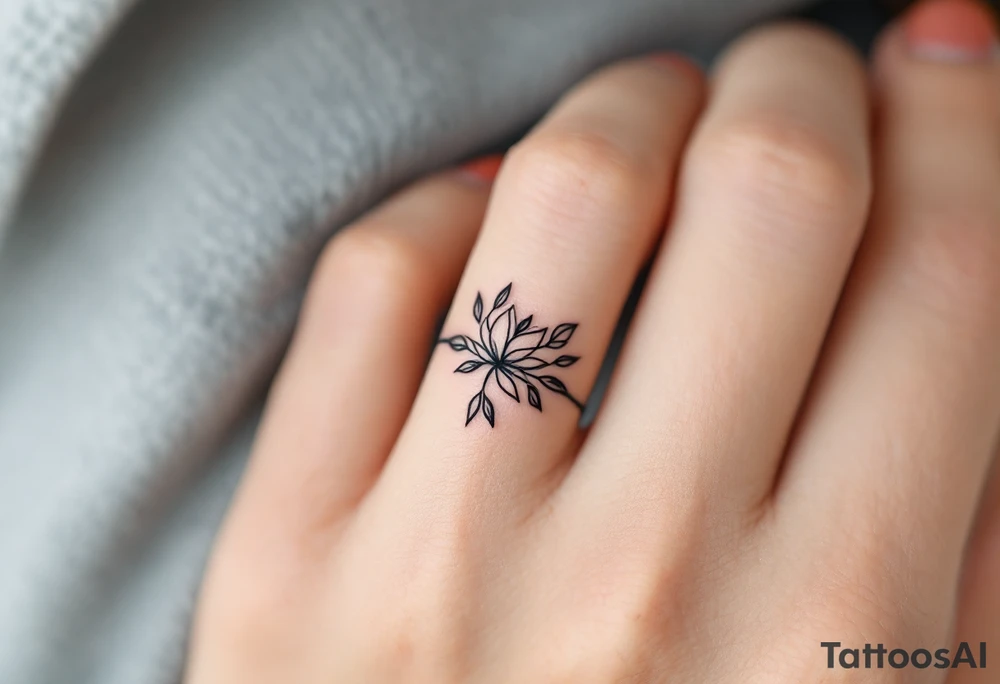 A tiny, delicate black finger band tattoo idea