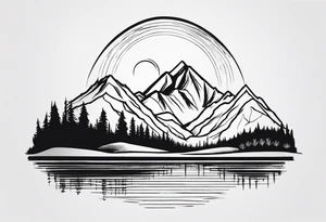 mountains, lake, yurt, sun, kyrgyzstan tattoo idea