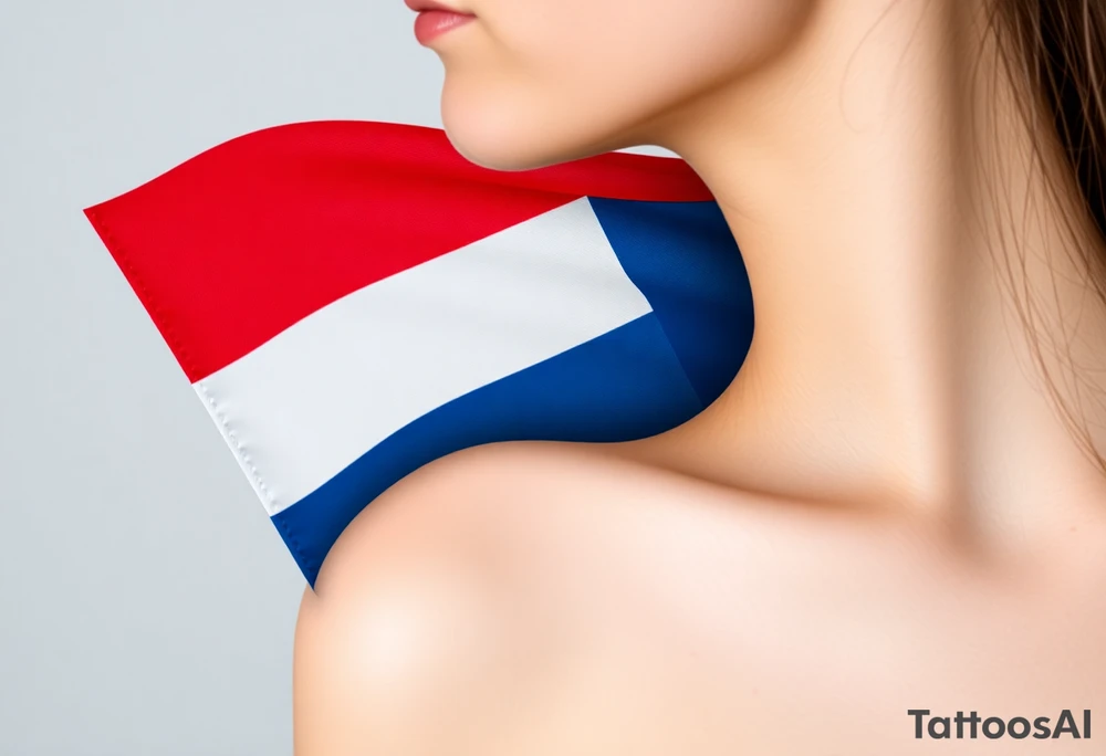 A waving Czech flag with realistic fabric texture, its red, white, and blue colors appearing vibrant and dynamic. tattoo idea