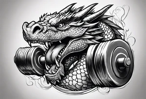 Hand of dragon with dumbbell tattoo idea