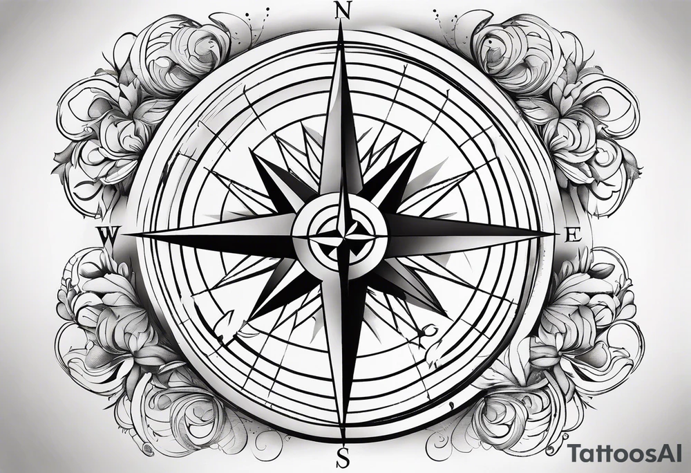 compass rose with no outer circle and long straight lines tattoo idea