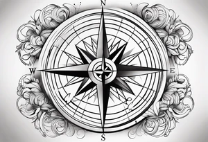 compass rose with no outer circle and long straight lines tattoo idea