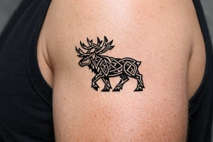 Caribou in Norse knot work open line concept mammen style tattoo idea