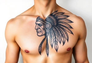 Warrior Indian left chest tattoo idea
