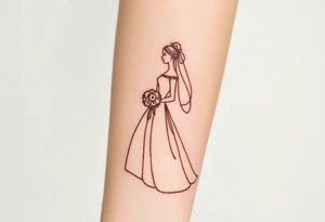 A softly shaded vintage-style illustration of a bride and groom, with sepia tones for an old-world charm tattoo idea