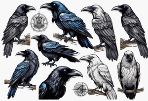 Dark raven with blue eyes tattoo idea