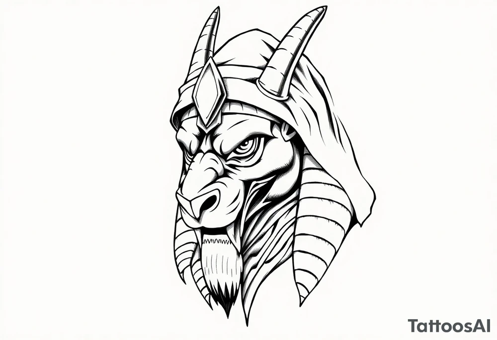 Anubis powerful face muscle in Egypt style with mantle on head tattoo idea Anubis powerful face muscle in Egypt style with mantle on head tattoo idea