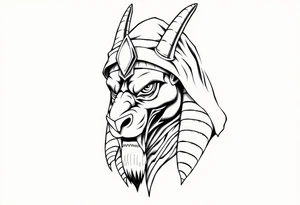 Anubis  powerful face muscle in Egypt style with mantle on head tattoo idea