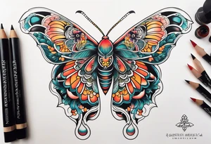 Delicate large moth tattoo idea