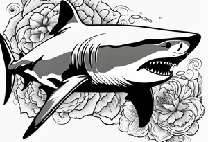 tiger shark with cool texture pattern top view tattoo idea